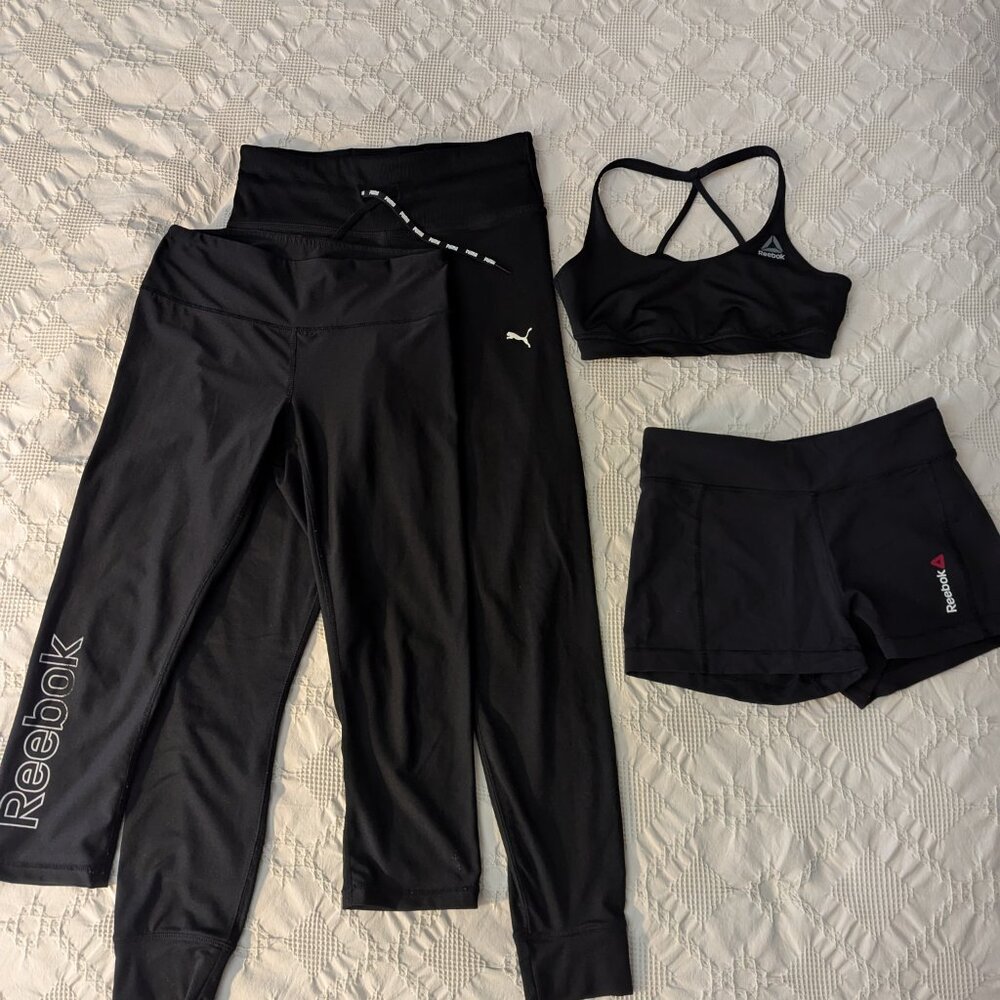 Reebok workout set, and Puma